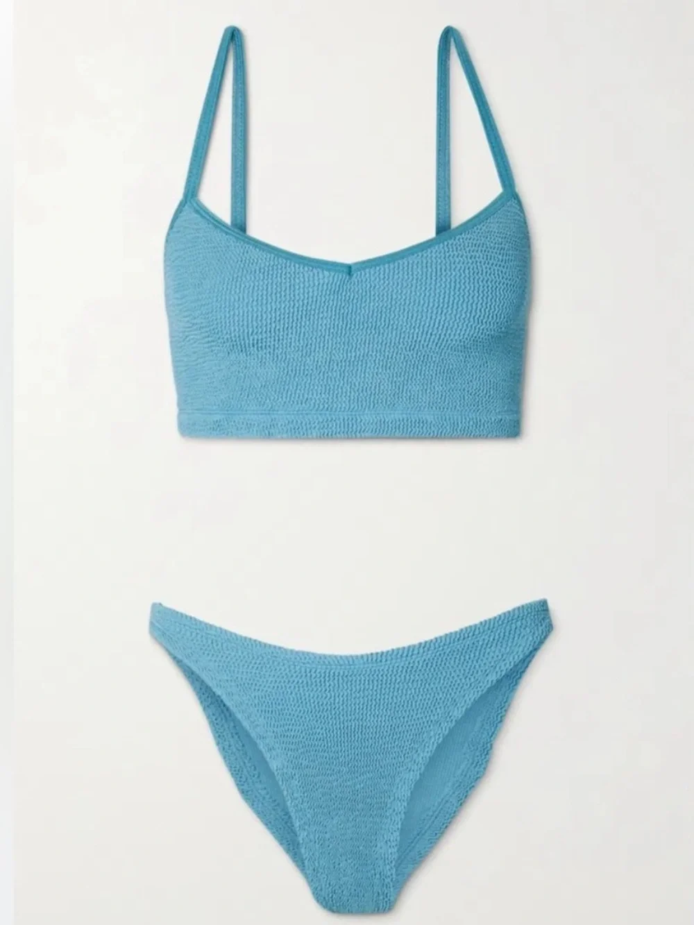 Hunza G Virginia Crinkle Light Blue Bikini Set Swimsuit Tankini OS
